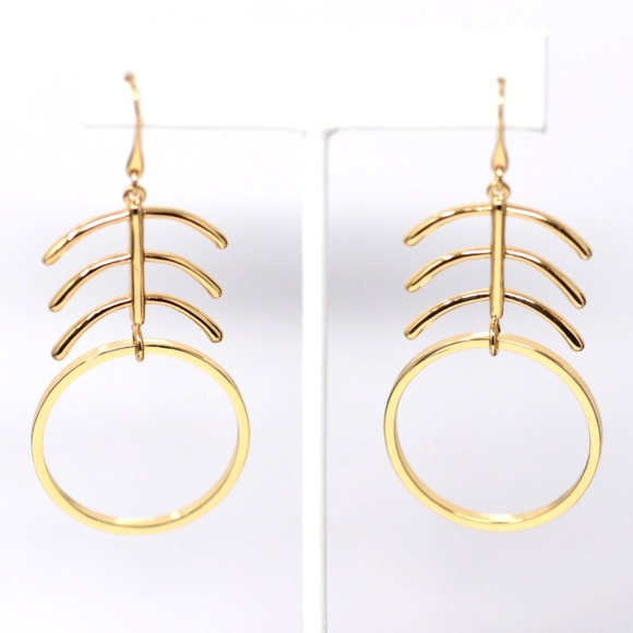 NEW Lele Sadoughi 14K Gold Rib Earrings - Picture 3 of 5